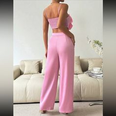 Rebellious Rose | Pants & Jumpsuits | 2pcsset Floral Printed Shirred Camisole Top And Wide Leg Pants Set | Poshmark Top And Wide Leg Pants, Rose Pink, Floral Printed, Leg Pants, Wide Leg Pants, Pants Set, Pant Jumpsuit, Camisole Top, Wide Leg