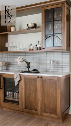 builtin home wetbar Basement Kitchenette Backsplash, Wood Bar Ideas For Home, Bar Counter With Storage, Wood Wet Bar, Built In Bar Ideas For Home, Wet Bar Inspiration, Wet Bar Dining Room, Basement Bar Design Ideas, Dry Bar Wall Ideas