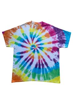 White Classic Spiral Tie Dye T-Shirt Welcome to Essex Tie Dye This T-Shirt has been designed and hand dyed in the UK.  All items in our shop are hand dyed and due to the unique nature of tie dye the colour and patterns will vary from image. If you want to see our OTHER SPIRAL DESIGNS click https://www.etsy.com/uk/shop/EssexTieDye?ref=seller-platform-mcnav&section_id=41479531 To see our FULL RANGE of Tie Dye items VISIT OUR HOME PAGE here https://www.etsy.com/uk/shop/EssexTieDye?ref=seller-platfo Acid Wash Crew Neck T-shirt With Hippie Style, Hippie Multicolor Short Sleeve T-shirt, Multicolor Short Sleeve Hippie T-shirt, Hand Dyed Rainbow T-shirt For Summer, Hippie Tie-dye Crew Neck Top, Acid Wash Cotton Hippie T-shirt, Rainbow Relaxed Fit Short Sleeve T-shirt, Casual Rainbow Hand Dyed T-shirt, Tie Dye Hippie T-shirt For Spring