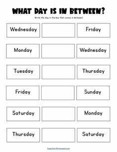 what month is in between? worksheet