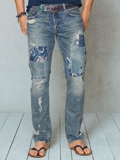 Patchwork Jeans Outfit, Projek Menjahit, Repair Jeans, Jeans Outfit Men, Men Jeans Pants, Ripped Jeans Men, Denim Inspiration, Denim Ideas