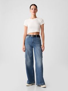 Cargo Jeans, Pocket Jeans, High Rise Jeans, Wardrobe Style, Stretch Jeans, High Waist Jeans, Spring Summer Outfits, Wide Leg Jeans, Wide Leg