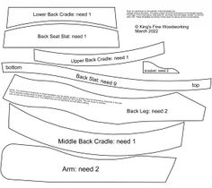 Adirondack Chair Templates for Download; PDF File Only These are NOT the Paper Templates, Nothing will Be shipped to you. This is the PDF File for you if you have access to a 24" wide printer. You get the digital file only, and pay no shipping. If you want the Paper Templates mailed to you, click here: PAPER TEMPLATES NOTE: Adirondack plans must be purchased first or at the same time. (This won't give you any critical measurements to build the chair, the plans are required for that) These are the Full size templates, for the curved pieces, for you to print on your own. This is an optional purchase to accompany the plans. It allows you have a set of templates to transfer the exact shapes to the wood without having to draw and measure the curves yourself. It will make building the chair much Adirondack Chair Plans, Fine Woodworking, Adirondack Chair, Paper Template, Woodworking Plans, Printer, Woodworking, How To Plan, Building