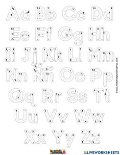 printable alphabet worksheet with letters and numbers for kids to practice their handwriting