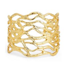 Embrace the bold elegance of the Openwork Cuff bracelet, boasting a loose basket weave of rich metal strands for a striking, lace-like effect. Add a touch of sophistication to any outfit! Pewter casting with either 24 kt gold plating or sterling silver plating Measurements: 2" width Cuff slightly adjustable to fit most Pewter Casting, Fan Coral, Statement Cuff Bracelet, Gold Cuff Bracelet, Silver Jewelry Design, Gold Cuffs, Wrist Cuffs, 24kt Gold, Statement Bracelet