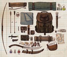 an image of various items that are on a notebook page in the style of harry potter