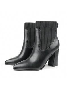 Zzheels Women's Pointed Toe Ankle Boots Knit Sock Booties Elastic Chunky Heeled Slip On Ankle Boots Black Elegant,Fashionable    Colorblock,Plain Classic Boots,Booties,Handmade Boots   Women Shoes, size features are:Bust: ,Length: ,Sleeve Length: Trendy High Heel Winter Booties, Trendy Ankle-high Winter Booties, Trendy Winter Ankle-high Booties, Winter High Ankle Booties, Medium Width, Winter High Ankle Medium Width Booties, Winter High Ankle Booties With Reinforced Heel, Trendy High Ankle Winter Booties, Winter Booties With Reinforced Heel, Winter Ankle-high Booties