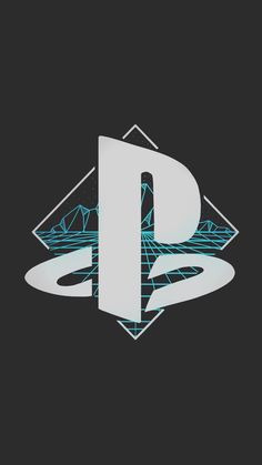 the playstation logo on a black background with blue and white lines coming out of it