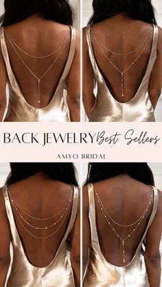 Back Necklace Jewelry for Low Open Back Wedding Dress Accessories For Evening Gown, Open Back Dress Jewelry, Silk Charmeuse Wedding Dress, Open Back Jewelry, Wedding Dress Back Jewelry, Spring Beach Wedding Ideas, Wedding Dresses For Athletic Build, Wedding Shower Dress For Bride, Back Jewelry Wedding