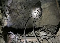 there is a train track going through the cave