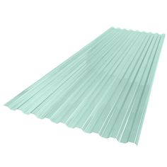 a green corrugated roofing sheet on a white background with clippings to the side