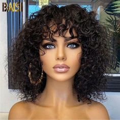 Baisi Machine Made Water Wave With Bang BoB Wig – BAISI HAIR Kręcony Bob, Wig Inspiration, Curly Fringe, Short Pixie Bob, Color Wigs, Color Rubio, Hairstyles Pictures, Curly Bob Wigs, Curly Human Hair Wig