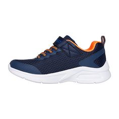 Add some extra comfy cushioning to a sporty style with Skechers Microspec Max. This lightweight design features a breathable athletic mesh and synthetic upper with stretch laces and a visible Skech-Air airbag midsole.Features: LightweightClosure Type: StrapUpper/Outer Base Material: 66% Textile, 34% SyntheticShoe Lining Material: PolyesterSole Material Content: 100% EvaShoe Strap Type: Adjustable StrapCountry of Origin: Imported Cushioned Athletic Fit Slip-on Sneakers For Jogging, Sporty Slip-on Sneakers With Breathable Mesh For Running, Casual Running Shoes With Breathable Mesh And Secure Fit, Navy Sports Sneakers With Laces, Navy Sneakers For Sports, Breathable Mesh Lace-up Walking Shoes For Sports, Functional Breathable Mesh Slip-on Sneakers For Sports, Casual Mesh Running Shoes With Secure Fit, Navy Low-top Basketball Shoes