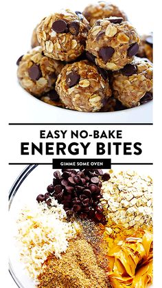 no bake energy balls Energy Bites Recipe, Energy Bites Recipes, No Bake Energy Bites, Meal Prep Snacks, Healthy Protein Snacks, Gimme Some Oven, Protein Ball, Healthy Diet Recipes