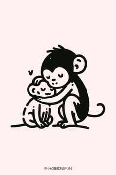 Monkey Drawing of A Monkey Grooming Another Monkey Cute Monkey Drawing, Monkey Drawing Easy, Draw A Monkey, Hugging Drawing, Small Monkey, Monkey Drawing, Massage Place, Monkey Tattoos, Cake Drawing