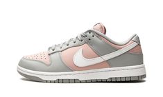 The Women’s Nike Dunk Low “Soft Grey/Pink” is an August 2021 release of the women’s exclusive colorway of the vintage low-top basketball shoe.  One of multiple women’s-only Dunk designs included in Nike’s Summer 2021 release cycle, the “Soft Grey/Pink” is mostly constructed in a classic two-tone color block that follows the style cadence of the shoe’s original “Be True to Your School” collection from 1985, save for the white leather Swoosh added to the mid-panel.  Soft Grey leather is used for t Dunk Low Pink Oxford, Womens Dunk Low, Adidas Shoes Yeezy, Dunk Low Nike, Top Basketball Shoes, Nike Brand, Nike Womens, Grey Nikes, Pink Shoes