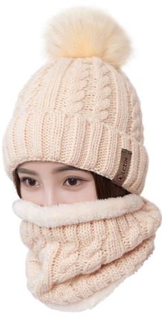 PRICES MAY VARY. ❤【Fashion & Beautiful】:Pom beanie hats are mixed colors fashionable design,compare other single color hat is more beautiful and fashion. At the top of the cap attached a cute fur ball,the fur is rich and smooth ,perfect matching fashionable elements. Make u looks distinctive of the rest. ❤【Cozy & Snug Fit】: Cute winter hat is made of the high quality Acrylic,which have good sense of touch.Hand-knitted provides soft and cozy touching experience. Close to the skin,and gives you la Beige Beanie, Cute Winter Hats, Beret Cap, Ski Hat, Hat And Scarf Sets, Lady Girl, Rose Bonbon, Ski Hats, Winter Hats Beanie