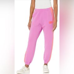 Ugg - Fleece Lined Color Block Sweatpants Elastic Waistband & Hem No Drawstring 2 Side Pockets 30” Waist - 12” Rise - 28.5” Inseam Trendy Pink Sweatpants For Sports, Pink Sweats With Elastic Waistband For Loungewear, Pink Elastic Waistband Sweats For Loungewear, Pink Activewear With Ribbed Waistband For Sports, Sporty Pink Sweats For Spring, Pink Cotton Sweatpants With Elastic Waistband, Pink Pants With Ribbed Waistband For Spring, Pink Cotton Pants With Ribbed Waistband, Sporty Pink Cotton Bottoms