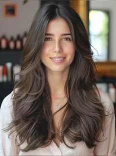 Fun Long Haircuts For Women, Layered Haircut For Long Wavy Hair, Haircut For Long Hair Indian, Long Layers On Wavy Hair, Long Haircut For Wavy Hair, Wavy Long Haircut, Long Brown Layered Hair, Long Thick Hair With Layers, Long Thick Brown Hair