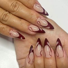 Make a bold statement with our striking red press-on nails, or embrace timeless elegance with our classic red French tip nails. Elevate your style effortlessly with these chic and versatile options, perfect for any occasion. 💅❤️ 💅✨ #2401-15 LENGTH & SHAPE As Seen In the Picture: Medium Stiletto 💅STEPS TO CREATE THIS SET: Base gel Builder gel 2 layers of base Color  Hand-painted frenchies Top gel 🎁 EACH SET OF NAIL INCLUDES: 10 HANDMADE press on nails of your size 2 sets adhesive tabs 4Alcoho Kutek Disney, Red French, Nagel Tips, Edgy Nails, Burgundy Nails, Prom Nails, Minimalist Nails, Classy Nails