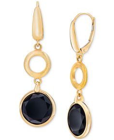 in stock Elegant 14k Gold Jewelry With Black Enamel, Elegant Black Enamel Round Earrings, Evening Jewelry In 14k Gold With Black Enamel, Evening 14k Gold Jewelry With Black Enamel, Onyx Drop Earrings With Black Enamel, Black Enamel Onyx Drop Earrings, Black Polished Finish Fine Jewelry Earrings, Formal 14k Gold Earrings With Black Enamel, Macy's Polished Finish Earrings For Formal Occasions