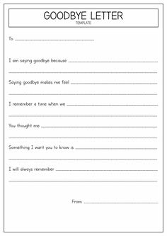 Therapy Goodbye Letter Worksheet Family Therapy Worksheets, Counseling Worksheets, Goodbye Letter, Relapse Prevention, Clinical Social Work, Healing Journaling