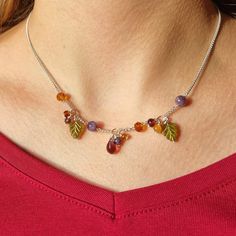 These pretty necklaces have been designed and handcrafted by us ⭐️ They have been created with the beautiful colours of Autumn/Fall and Winter as our inspiration. We have used the beautiful crystals amethyst (inner peace), carnelian (enhances passion) and dark red garnet (self love and passion), along with Czech glass leaf drop beads and faceted beads and attached them to pretty sterling silver chain 🍂 The clusters of 3 beads attached to the chain means there is eye catching movement within the Leaf Beads Necklace, Fall Necklaces, Crystals Amethyst, Strawberry Necklace, Fall Bead, Autumn Necklace, Beautiful Crystals, Red Necklace, Leaf Jewelry