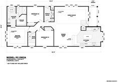 the floor plan for a mobile home with two bedroom and an attached living room area