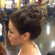 Soft high bun styled by Adrienne High Bun Hair, Bleached Hair Repair, Ballroom Hair, Guest Hair, Hairstyles For Girls, Wedding Guest Hairstyles, Bun Hairstyle