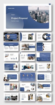 the blue and white presentation slider is shown with many different slideshows on it