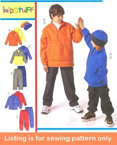 two children's jackets and pants sewing pattern