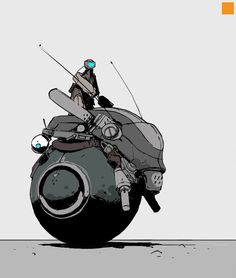 a drawing of a motorcycle on top of a ball