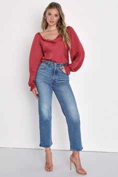 Marissa Long, Levis Ribcage Straight, Levi's Ribcage, Levis Ribcage, Lulu Fashion, Logo Tag, Red Logo, Best Jeans, Rib Cage