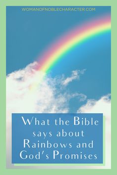 a rainbow with the words what the bible says about rainbows and god's promises