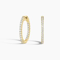 Small Perfect Luxe Hoop Lab Diamond Ears - 14K Yellow Gold. These expertly designed hoops feature an integrated latch-back closure for a sleek, seamless design (1 total carat weight). Small: 24mm tall, 2.5mm wide. 

With unmatched craftsmanship and attention to detail, every aspect of each piece in The Perfect Collection is expertly designed for a look that lasts a lifetime. Classic Hoop Earrings With Single Cut Diamonds, Yellow Gold Hoop Diamond Earrings With Prong Setting, Classic Diamond Hoop Earrings In Yellow Gold, Classic Yellow Gold Hoop Earrings With Brilliant Cut, Classic Yellow Gold Diamond Hoop Earrings, Classic 14k Gold Diamond Hoop Earrings, Timeless Yellow Gold Hoop Diamond Earrings, Classic Diamond Hoop Earrings With Prong Setting, Classic Brilliant Cut Hoop Huggie Earrings