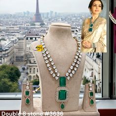 Neeta Ambani Inspired Emerald CZ Long Necklace | Indian Jewelry | Pakistani Jewelry | Long Necklace | Diamond Necklace | Statement Jewelry This product is handmade & hence the product can be non-uniform & vary in color & texture. If u are looking like a Princesses in your Wedding then go with this Grand Necklace   Making time 10 to 15 days  Fashion Empire gives you new look, Made of high quality material(s).  This is very Designer Necklace Set, Its A Choice Of Many Bollywood Celebrities.  Trust me, it is more Beautiful in Real another the Picture  This beautiful Set which is light in weight. The stones used are of high quality and the alloy used is led free. Designed By Master Craftsmen. Based On Indian beautiful Jewelry with a touch of the a contemporary art. Earrings Post Back Wire Is Ve Elegant Handmade Kundan Necklace For Anniversary, Handmade Elegant Kundan Necklace For Anniversary, Elegant Handmade Emerald Necklace For Wedding, Neeta Ambani, Long Necklace Indian, Jewelry Long Necklace, Jewelry Pakistani, American Diamond Jewellery, Necklace Indian