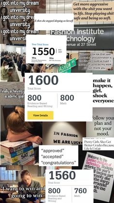 a collage of images with words and pictures on them, including an advertisement for fashion week