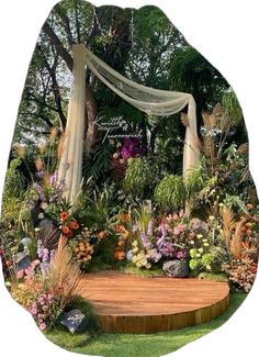 Fairytale Backyard Wedding, Garden Party Engagement Decor, Outdoor Engagement Decorations, Wedding Ceremony Platform, Pelamin Garden, Outdoor Party Setup, Bright Green Wedding, Colourful Reception, Ceremony Platform