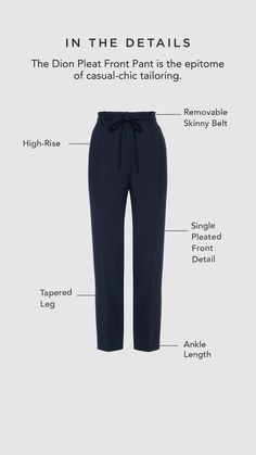 The Dion Pleat Front Pant, Brochu Walker, winter fashion, casual outfits, fall fashion, high-rise, ankle-length pant, work outfit, navy, cropped Casual Outfits Fall, Outfit Navy, Fashion Casual Outfits, Brochu Walker, Outfits Fall, Ankle Length Pants, Tapered Legs, Fall Fashion, Vneck Sweater