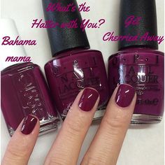 essie "Bahama Mama" & OPI "What's the Hatter with You?" & "Get Cherried… Essie Bahama Mama, The Hatter, Best Nail Designs, Plum Nails, Bahama Mama