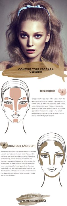 How to contour the face like a celebrity | Beauté Drag Make-up, Makeup Tip, Contour Makeup, Contouring And Highlighting, Beauty Blender, Love Makeup, How To Make Hair, All Things Beauty