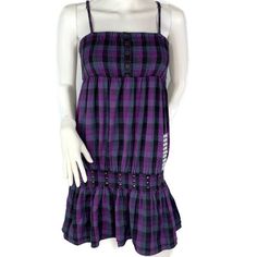 *Brand New With Tag *Please See All Pictures As They Are Part Of Description *Feel Free To Ask Questions *Comes From A Pet And Smoke Free Environment *Do Not Accept Trades * Measurement Obtained While Laying Flat In Inches Chest: 12 Length: (Armpit To Hem): 27.5 Fitted Purple Sundress For Summer, Plaid Mini Dress For Summer, Casual Fitted Purple Sundress, Fitted Purple Sundress, Purple Fitted Sundress, Fitted Purple Midi Dress Casual Style, Fitted Casual Purple Dress, Casual Fitted Purple Midi Dress, Casual Fitted Purple Dress