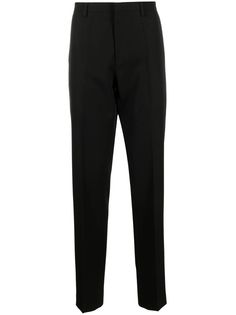 black wool/cotton tailored design belt loops concealed front fastening straight leg slip pockets to the sides two rear welt pockets Lanvin Men, Black Fr, Woven Scarf, Woven Scarves, Tailored Design, Tailored Pants, Tailored Trousers, Black Wool, Lanvin