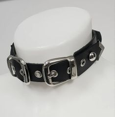 Statement Stylish Gothic Leather Choker - Etsy Black Collar Choker, Cool Chokers, Gothic Belts, Dog Collar Choker, Emo Choker, Punk Goth Aesthetic, Goth Collar, Collar Aesthetic, Belt Choker