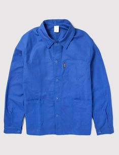 Le Laboureur Cotton Work Jacket - Bugatti Blue Utility Long Sleeve Tops For Workwear, Long Sleeve Utility Tops For Work, French Chore Coat, Old Man Fashion, European Outfit, Dads Clothes, Heavy Coat, Chore Coat, Workwear Jacket