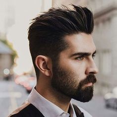 Widows Peak Hairstyles, Trending Hairstyles For Men, Mustache Styles, Best Beard Styles, Beard Hairstyle, Spiked Hair, Spiky Hair