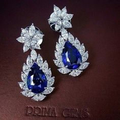 Sapphire Earring, Blue Sapphire Earrings, Jewelry Sapphire, Round Diamond Earrings, Sapphire And Diamond Earrings, Ruby Rings, Sapphire Solitaire, Blue Sapphire Diamond, Sapphire Earrings