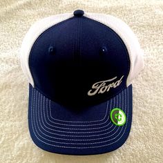 Brand New Ford Hat Mesh Back, Adjustable Classic Blue Snapback Hat With Curved Bill, Blue Flat Bill Hats For Spring, Blue Snapback Hat With Curved Bill For Spring, Blue Curved Bill Snapback Hat For Spring, Classic Blue Baseball Cap For Spring, Ford Hat, Port Authority, Color Blue, Ford