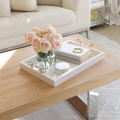 pomegranate stylish equestrian emily serving tray white with gold bit handles Decorative Tray Ideas Bedroom, Living Room Table Decor Ideas, White Tray Decor, Coffee Table Tray Decor, Living Room Tray, Table Tray Decor, Tray For Coffee Table, Coffee Table Ottoman, Houses Interior