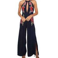 Super Cute Jumpsuit. Straps Cross In Back, Open Back, Back Zip Closure. Nwt. Size Indicated Is Large But It Is Tiny So I’m Listing As Xs. I Love It But Too Small For Me And I Normally Wear A Small. Floral Embroidered Jumpsuits And Rompers For Summer Parties, Embroidered Fitted Sleeveless Jumpsuits And Rompers, Summer Party Jumpsuits And Rompers With Floral Embroidery, Embroidered Jumpsuits And Rompers For Summer Parties, Sleeveless Embroidered Jumpsuits And Rompers For Summer, Spring Embroidered Fitted Jumpsuits And Rompers, Embroidered Fitted Jumpsuits And Rompers For Spring, Cute Jumpsuit, Split Legs